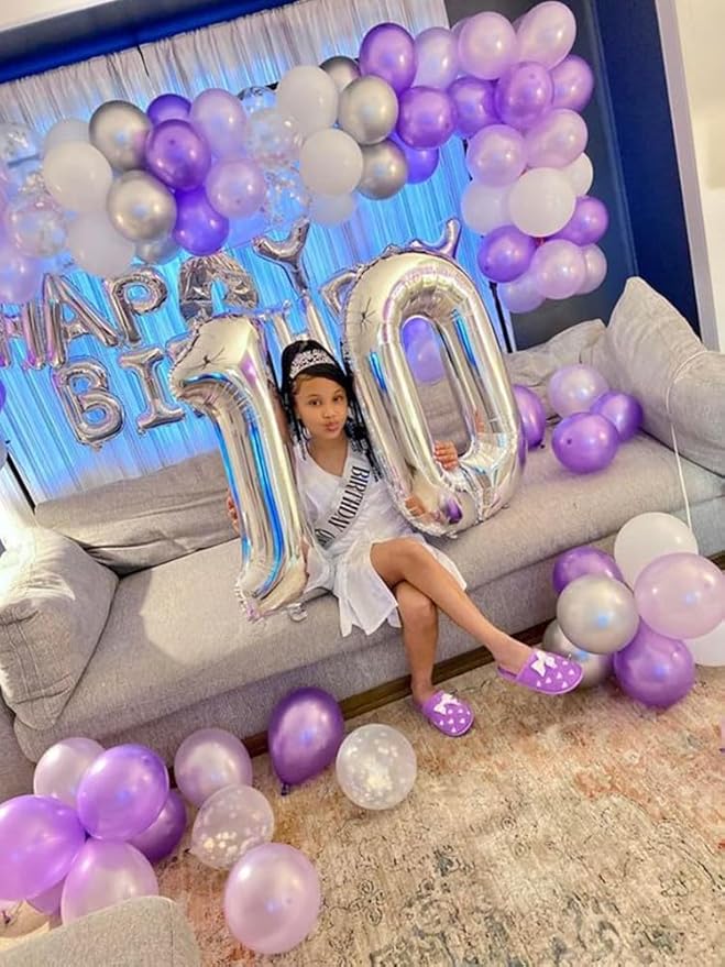 Number 0 Balloons 40 Inch Silver Number Balloons for 10 20 30 40 50 60 70 80 90 100 Numbers Balloon Birthday Decorations Wedding Event Baby Shower