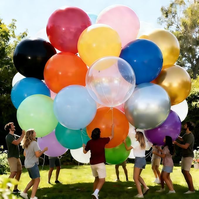 40 Pcs 36 Inch Giant Balloons Latex Large Assorted Colorful Rainbow Big Balloon Bulk 18 Kinds Color for Birthday Wedding Baby Shower Anniversaries Store Party Decorations