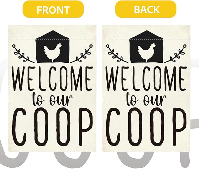 Funny Garden Flag Welcome to Our Coop Flag for Yard Outdoor Patio Best Farmhouse Chicken Coop Decor Double Sided Garden Flags 12 x18 inches