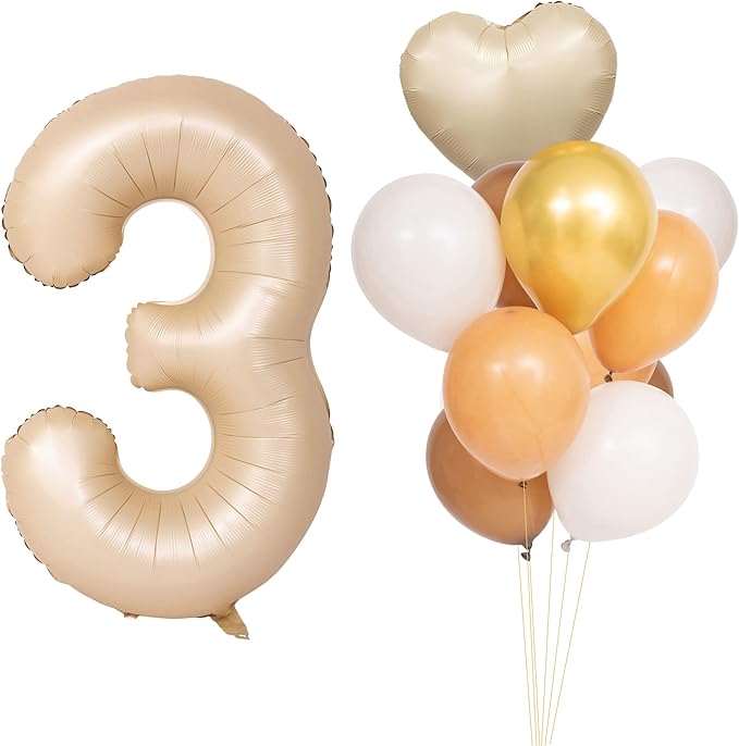 40 In Caramel Number Balloons Helium Foil Mylar latex Balloon Birthday Party banquet Decoration Digital 3