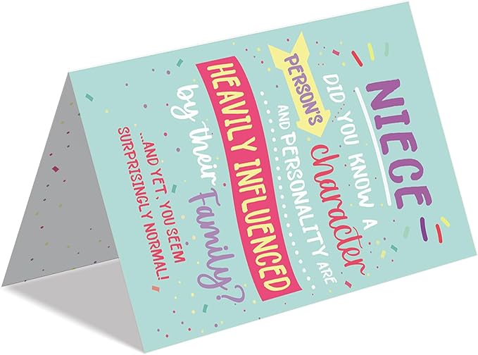 Funny Niece Birthday Card, Cute Birthday Card Gift for Niece from Aunt Uncle-8x5.3 Inches, Double-Sided