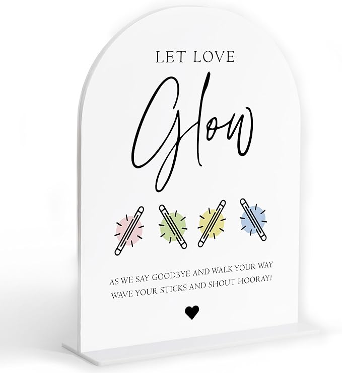 Let Love Glow Sign Wedding, White Arch Acrylic Sign, Wedding Dance Floor Props, Bridal Shower Decor, Engagement Party Decor, Centerpiece Table Decorations Party for Bride and Groom-16