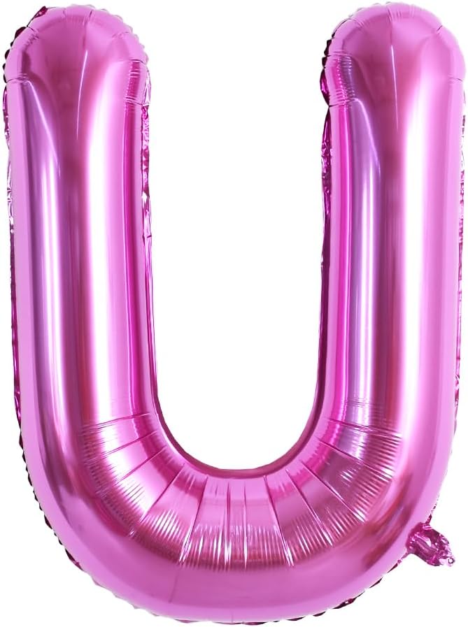 TONIFUL 40 Inch Large Rose Red Letter U Balloons - Giant Hot Pink Alphabet Letter Balloons for Birthday Party Anniversary Supplies Decorations