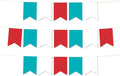 Andaz Press Hanging Pennant Banner with String, Red, White, Turquoise Aqua, 1-Set, 24 Pennants, Approx. 12-Feet Long, Birthday Theme Colored Supplies