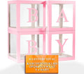 Ledido 2026 Graduation Balloon Boxes Decorations, 4 Pieces Pink Clear Grad Balloon boxes with Letters, Class of 2026 Graduation Party Supplies for College, High School, Prom, Birthday, Baby Shower