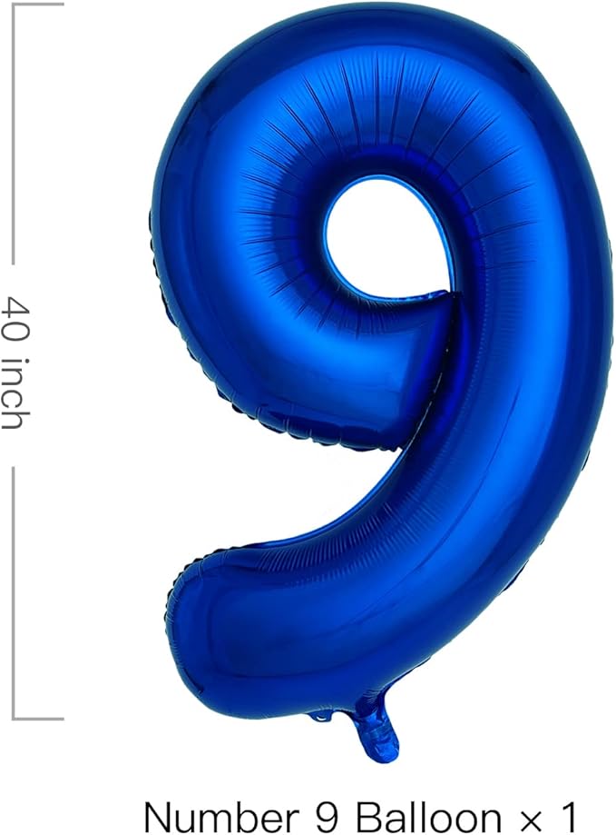 Navy Blue Number 9 Balloons 40 Inch Large Dark Blue Helium Foil Balloons for Birthday Party 2024 Graduation Decorations Anniversary Celebrations (Number 9)