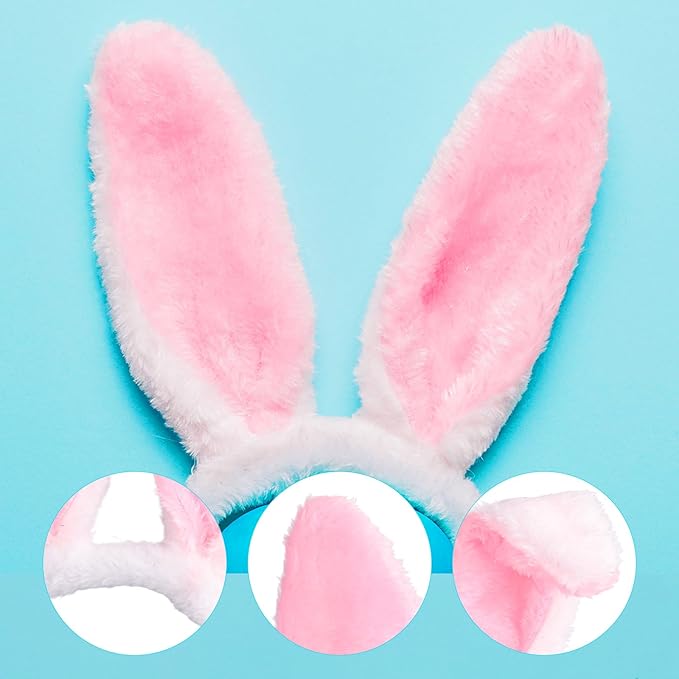 Max Fun 16Pcs Easter Bunny Ears Headband Rabbit Ears Headband Easter Plush Bunny Headband for Kid‘s Easter Party Favors