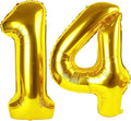Gold Number 14 Balloon 40 inch, 14 Number Balloons, 14th Gold Birthday Decorations, 14 Year Old Girls Boys Golden Party Supplies