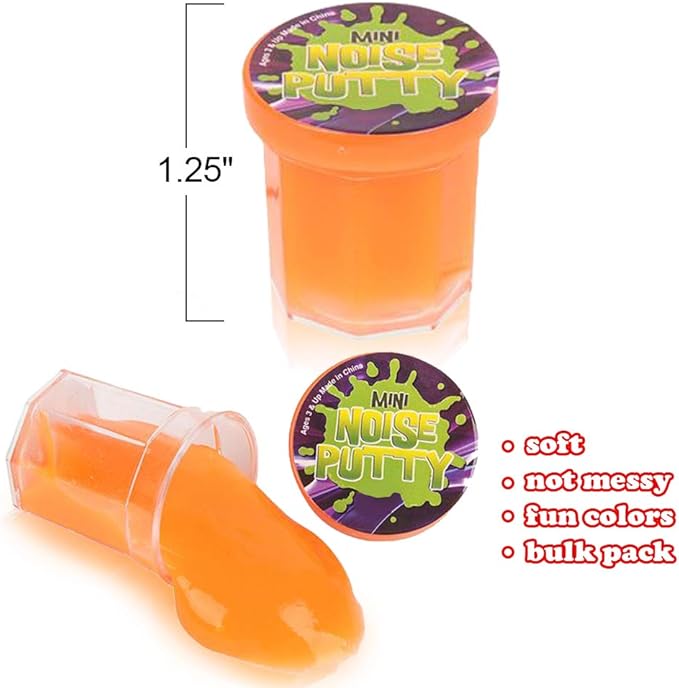 ArtCreativity Mini Noise Putty for Kids - Bulk Pack of 48 Slime - Assorted Vibrant Colors, Birthday Party Favors, Goodie Bag Stuffers, Piñata Filler, Funny Prank Toy, for Boys and Girls