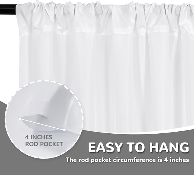 MEETSKY 10 feet x 10 feet White Backdrop Curtains Valentine's Day Birthday Party Wedding Backdrop,White Photography Rod Pocket Drapes Polyester Fabric Curtain for Baby Shower,5ft x 10ft,2 Panels