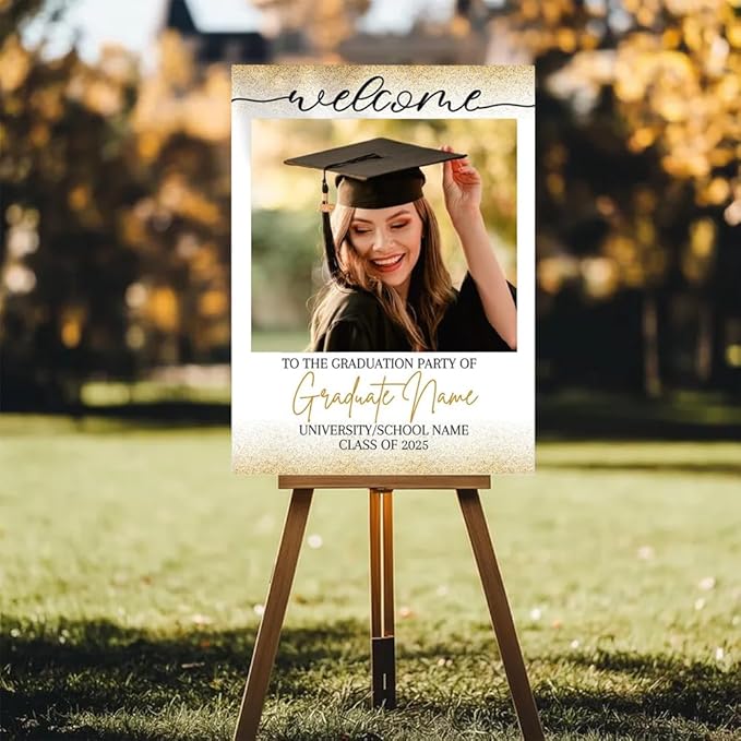 Graduation Party Welcome Sign, Photo Graduation Poster, Greenery Grad Poster, Grad Party Decorations, Senior 2025 2026, Class of 2025 Welcome Board,Custom Grad Celebration Sign, Graduates, Canvas 1