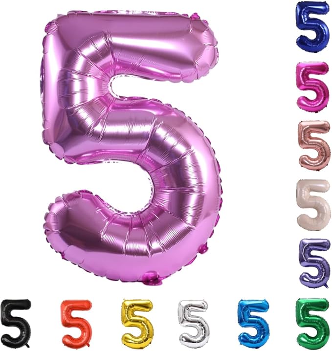 YPSelected 32 Inch Large Foil Helium Number Balloon Birthday Wedding Party 0-9 (Pink, 5)