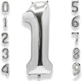 AULE 40 Inch Big Silver 1 Balloon Number Large Foil Helium Number Balloons 0-9 Jumbo Giant Happy 1st Birthday Party Decorations for Boy or Girl Huge Mylar Anniversary Party Supplies