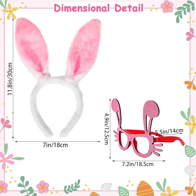 fiintrwa 16PCS Easter Party Glasses Frame Easter Bunny Ears Chick Eggs Glasses Easter Party Decoration Supplies Easter Photo Booth Basket Stuffers for Adults