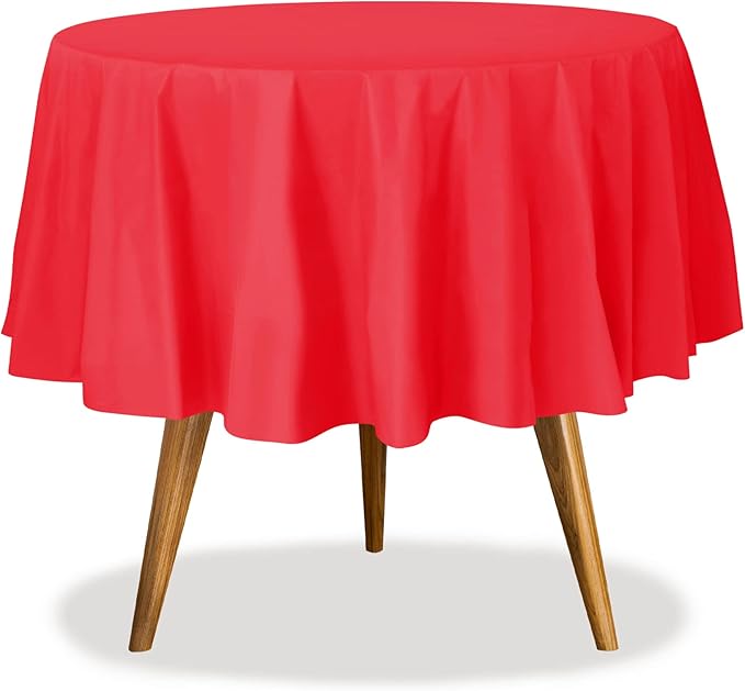 Party Dimensions Red Disposable Plastic Tablecloth for Round Tables (36 Pack) Table Cloths for Parties, Events & Weddings, Indoors & Outdoors, 84 inches, Plastic Table Cover