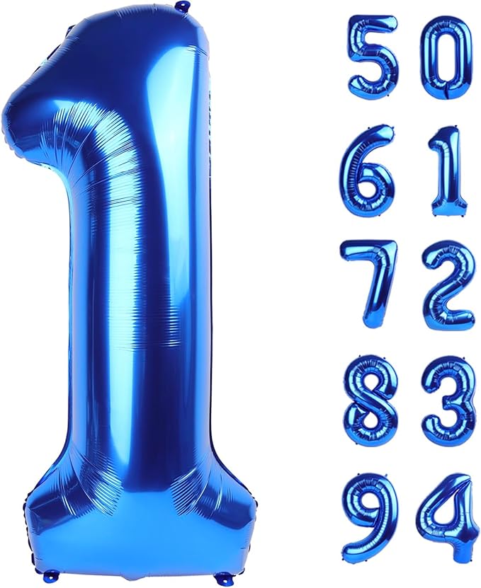 40 Inch Navy Blue 1 Balloon for First Birthday, Blue One 1st Number Balloon Birthday Decorations for Boy Man Toddler Baby, 10th 21st, Giant Number 1 Balloon