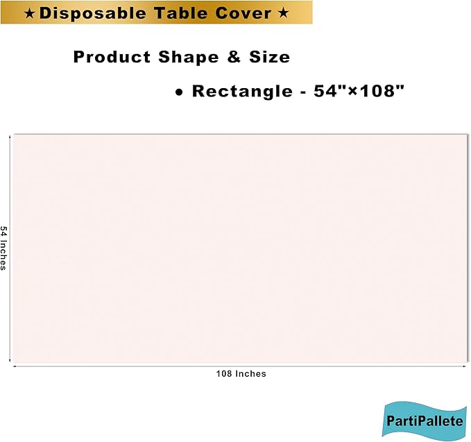 3-Pack Premium Plastic Blush Light Pink Tablecloth Disposable 54" x 108" Rectangle Table Cover Pastel Pale Pink Party Table Cloths for Parties Wedding Bridal Shower Engagement Banquet