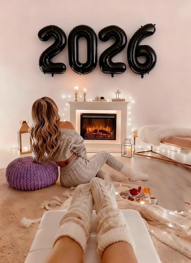 Black Number Balloons Party Decorations for 2026, 40 Inch Happy New Years Decorations 2026, Black Large 2026 Numbers for Graduation