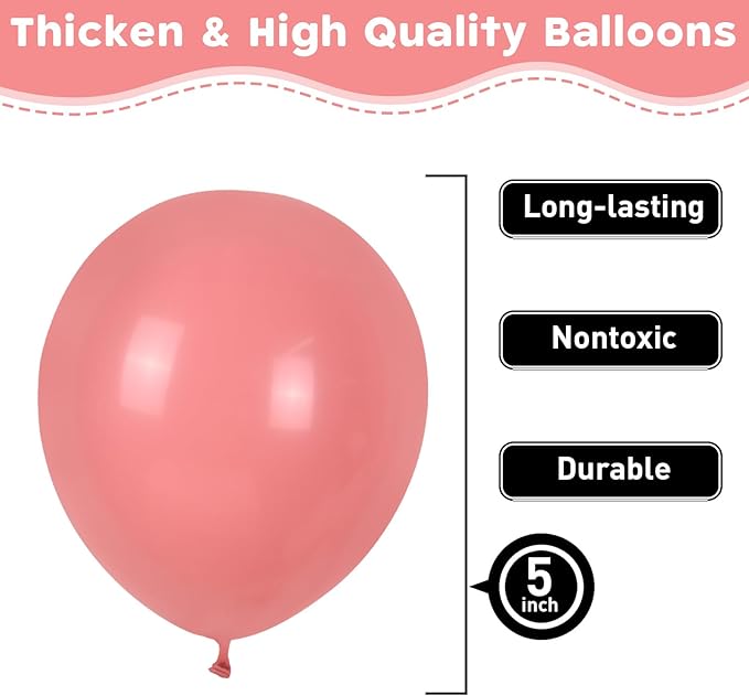 Dusty Pink Balloons 60pcs 5inch Small Matte for Balloon Garland Arch - Round Mini Retro Latex for Birthday Party Decoration DIY Wedding Bride