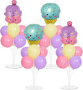 4 Sets Ice Cream Birthday Party Balloons Stand Kit with Ice Cream Foil Balloons Macaron Theme Party Ball Balloon Centerpiece for Tables for Summer Themed Birthday Baby Shower Decoration