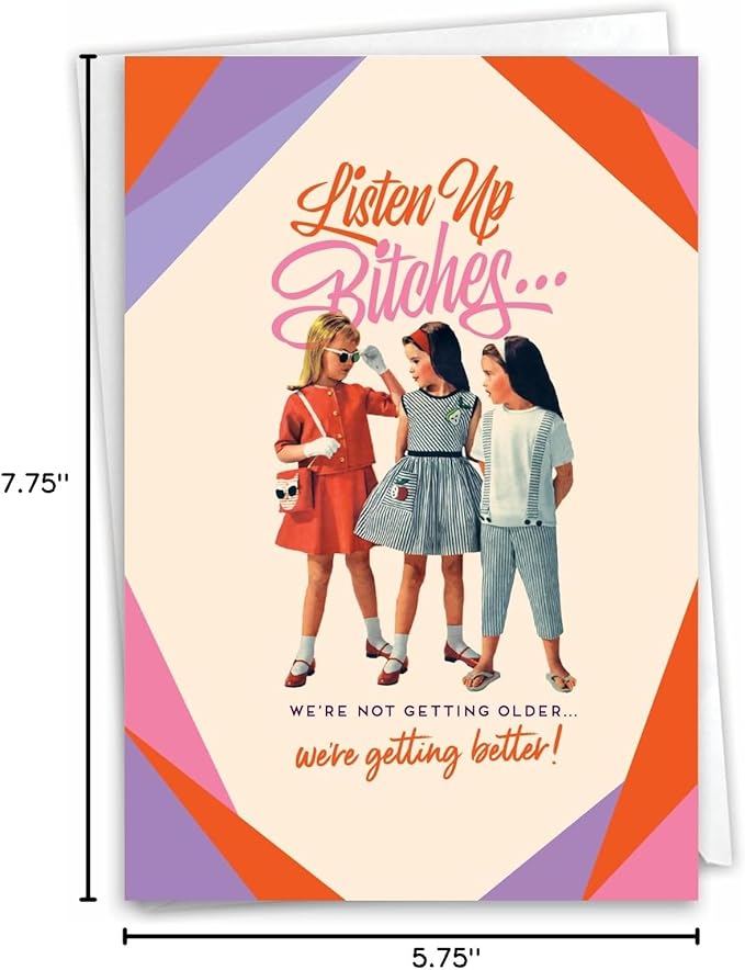 NobleWorks Humorous Blank Birthday Greeting Card with 5 x 7 Inch Envelope (1 Card) Listen Up C7026BDB