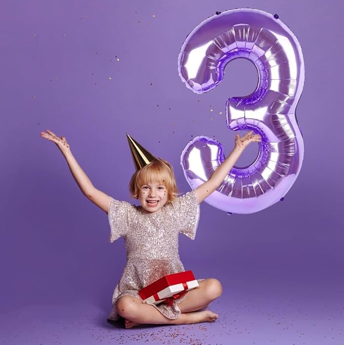 Purple Number Balloons, 40 Inch Purple Balloon 2.2 Helium Balloon 2th Birthday for 2 Years Birthday Decoration Children Girls Boys
