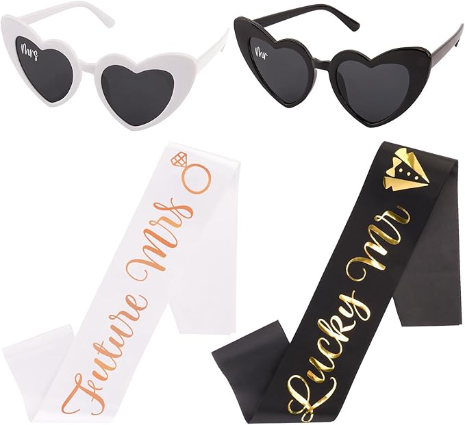Engagement Party Decorations Future Mrs And Lucky Mr Sunglasses And Sash for Engagement Decorations Just Engaged Wedding Party Accessories Mr and Mrs Sign Gift