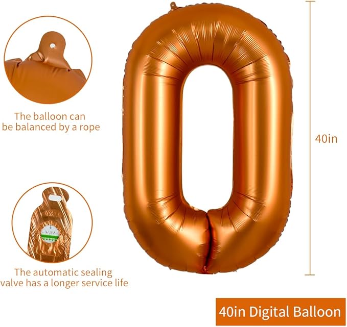 TONIFUL 40 Inch Orange Large Numbers Balloon 0-9 Birthday Party Decorations,Big Number 0 Foil Balloon Digital 0 for Birthday Party,Wedding, Bridal Shower,Engagement,Graduations,Anniversary,Baby Shower