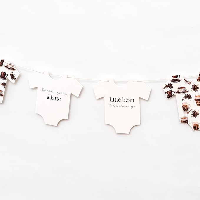 "A Baby is Brewing" Baby Shower Banner - Little Bean Coffee Themed Onesies Clothes for Gender Reveal & Baby Shower Party Decorations Supplies