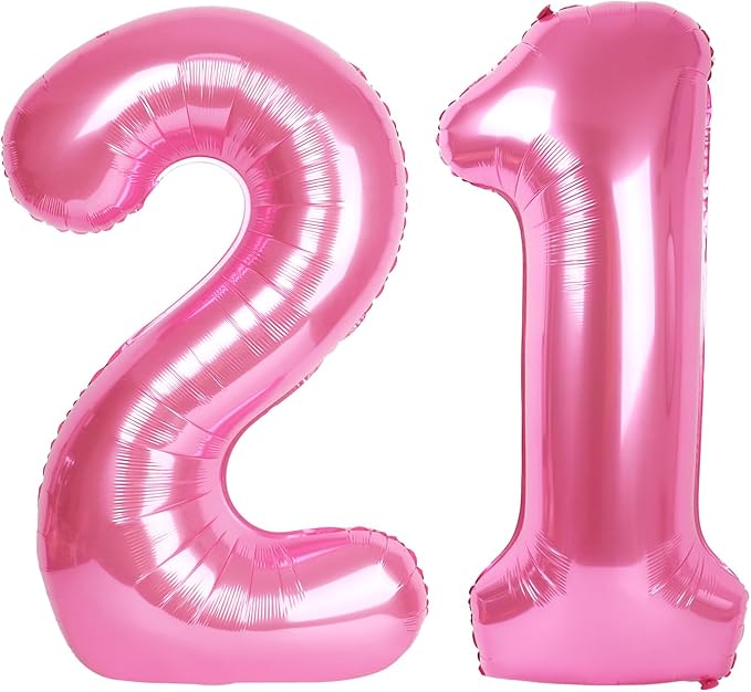 Pink Number 21 12 Balloon 40 inch, Numbers 21 12 Birthday Balloons for Boy Girl, Pink Foil 21 Balloon for 21 12 Birthday Party, Anniversary Celebration Decorations