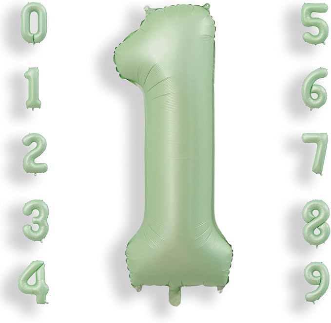 AULE 40 Inch Large 1 Balloon Numbers Sage Green, Big Foil Number Balloons, Giant Helium Happy Birthday Party Decorations for Man and Women, Huge Mylar Anniversary Party Supplies