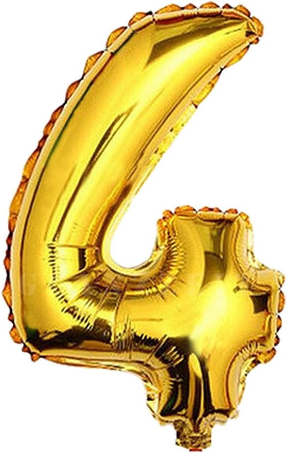 Glanzzeit 16 Inch Gold Balloons Decor Letters A to Z Numbers 0 to 9 for Wedding Prom Birthday Party (Number 4)