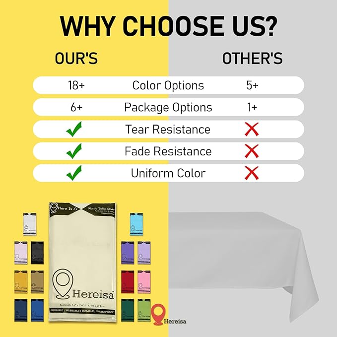 Ivory 6 Pack Plastic Table Cloth 54" x 108", Disposable Tablecloths Rectangle Table Cover, Plastic Table Cloths for Parties