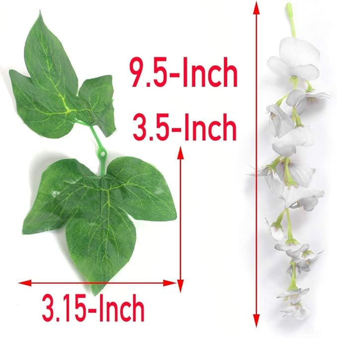 5pack Wisteria Garland Artificial Flower Garland Fake Wisteria Vines for Wedding Floral Decor-Total 36 Ft(White)