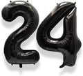 AULE 40 Inch Large 24 Number Balloons Black, Big Foil Number Balloons, Giant Helium Happy 24th Birthday Party Decorations for Man and Women, Huge Mylar Anniversary Party Supplies