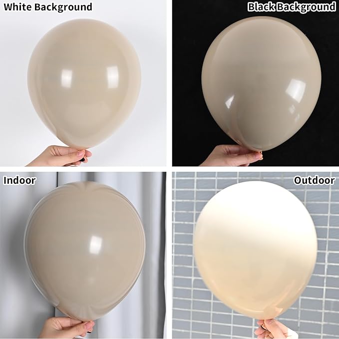 Double Stuffed Nude Balloons Tan Brown Balloon Garland Arch Kit Apricot Latex Balloons Different Sizes 18 12 10 5inch Neutral Balloon for Teddy Bear Birthday Decoration Boho Wedding Supply
