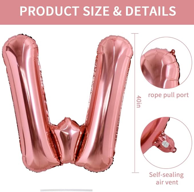 TONIFUL 40 Inch Rose Gold Letter Balloons, Giant Alphabet Letter, Big Balloons for Birthday Party, Anniversary Supplies & Decorations
