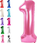 Pink Number 1 Balloon 40 inch, Number 1 Birthday Balloon for Boy Girl, Pink Foil One for 1st 10 11 12 16 18 Birthday Party, Anniversary Celebration Number Balloons Decorations