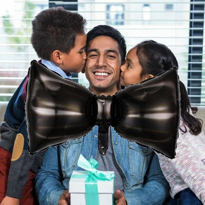 Bow Tie Balloons Father's Day Balloons Big Black Bow Tie Balloon for Father's Day Party Decorations Fathers Day Decor Supplies Ballons Arch Kits Party Balloon Sets 3pcs