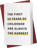 Karto Funny 40th Birthday Card for Men Women - Large 5.5x8.5 inch 40 Years Old Birthday Cards for Him Her - Childhood
