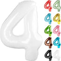White Number 4 Balloon 40 Inch, 4 Balloon Number, 4th Birthday Decorations, White Party Supplies for Boys Girls