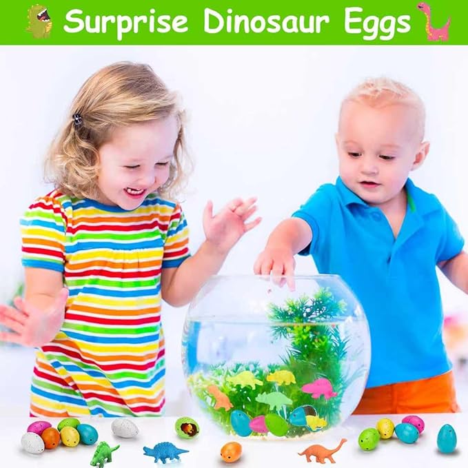 60PCS Small Hatching Dinosaur Eggs for Dinosaur Birthday Party Favors Easter Egg Fillers Goodie Bag Stuffers Classroom Carnival Prizes Bulk Pinata Novelty Grow in Water Dino Eggs with Toys Inside