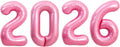 TONIFUL 2026 Light Pink Foil Number Balloons 16 Inch Light Pink Number Banner 2026 Graduation Aluminum Foil Mylar Balloons for New Year Eve Christmas Anniversary Party Supplies
