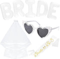 40-Inch BRIDE Balloon & Bridal 4-Piece Set: Bride to Be Pearl Sunglasses, Sash & Veil - Bachelorette Party Decor for Bridal Shower & Wedding Celebrations