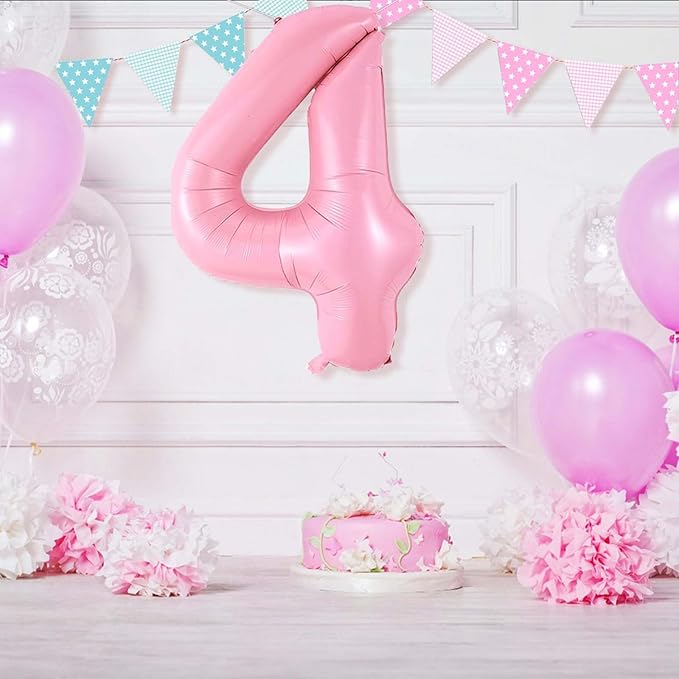 Number 4 Balloon 40 Inch Pink Number Balloon Foil Mylar Alphabet Balloon for Birthday Wedding Baby Shower Party Large Number Balloon