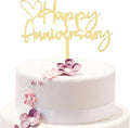 BEISHIDA Happy Aniversary Cake Topper Gold Cake Decoration Company Anniversary Party Decoration for Wedding Anniversary Party for Men Women Cake Decorations Supplies