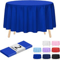 Kopokita 2 Pack Royal Blue Round Disposable Plastic Tablecloths 84 inch Party Table Covers