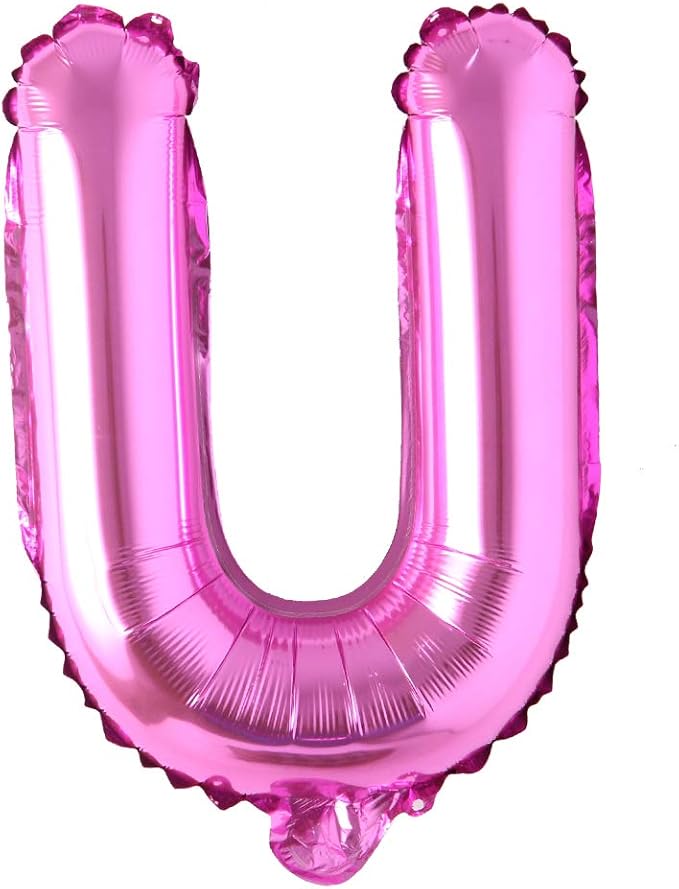 16" inch Single Rose Red Alphabet Letter number Balloons Aluminum Hanging Foil Film Balloon Wedding Birthday party decoration banner Air Mylar Balloons (16 inch Rose Red U)