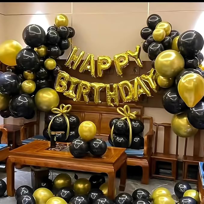 200 Pcs Black and Gold 5 Inch Balloons Metallic Chrome Gold Black Latex Thicken Small Balloon for Wedding Birthday Graduation Baby Shower Christmas Halloween Valentine’s Day Party Decorations