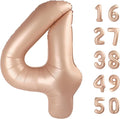40 Inch Large Caramel 4 Balloon Numbers Big Foil Number Balloons Giant Helium Happy 14th 24th Birthday Party Decorations for Man and Women, Huge Mylar Anniversary Party Supplies